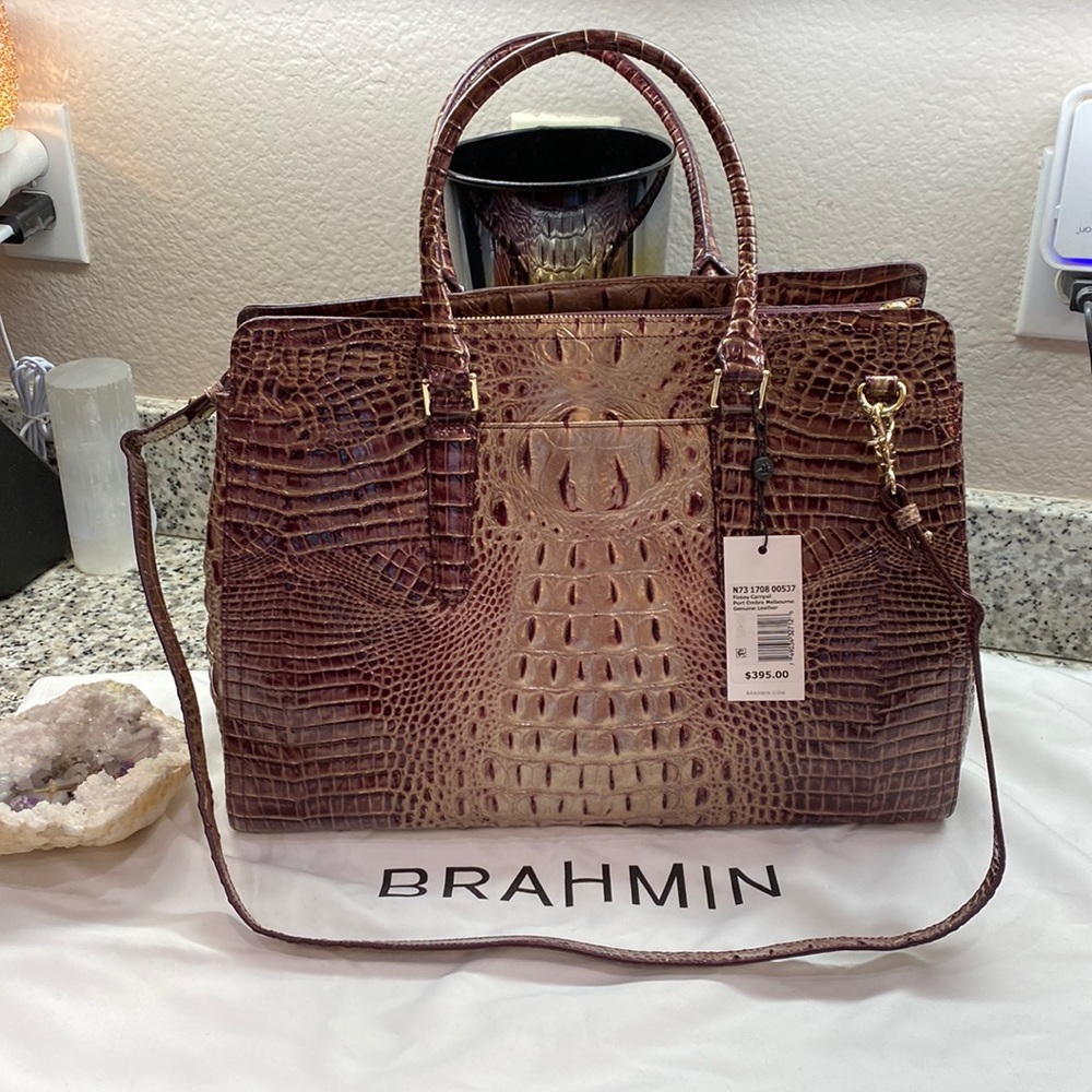 NWT Brahmin Large Finley Carryall Port Ombré Melbourne Genuine Leather